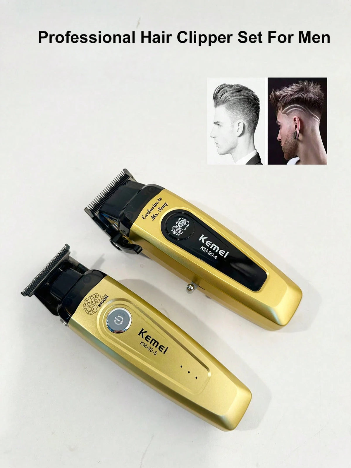 Kemei 2pcs Electric Hair Clipper + Trimmer Set, KM-90-4 And KM-90-5 Electric Hair Clippers, Men's Christmas & New Year Gift, Salon Haircut + Trimming Set, 0mm Precision Hair Clipper, Beard Trimmer KM