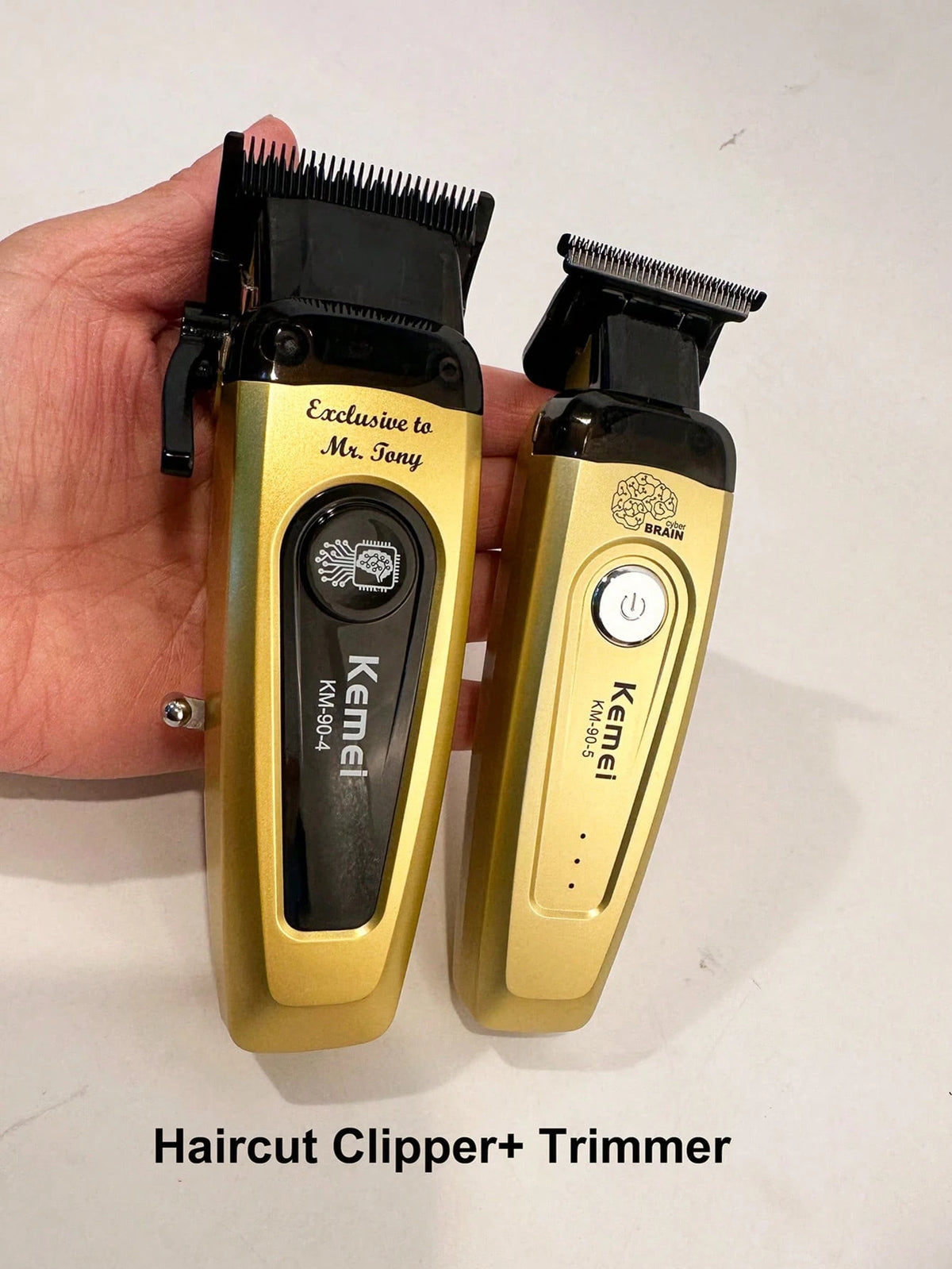 Kemei 2pcs Electric Hair Clipper + Trimmer Set, KM-90-4 And KM-90-5 Electric Hair Clippers, Men's Christmas & New Year Gift, Salon Haircut + Trimming Set, 0mm Precision Hair Clipper, Beard Trimmer KM