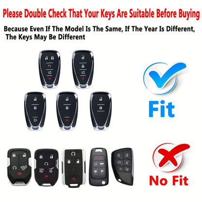 Key Fob Cover Compatible With Chevrolet 5-Button Smart Key, Premium TPU Protective Case With Leather Keychain For Chevy Malibu, Equinox, Traverse, Camaro,Suburban, Tahoe