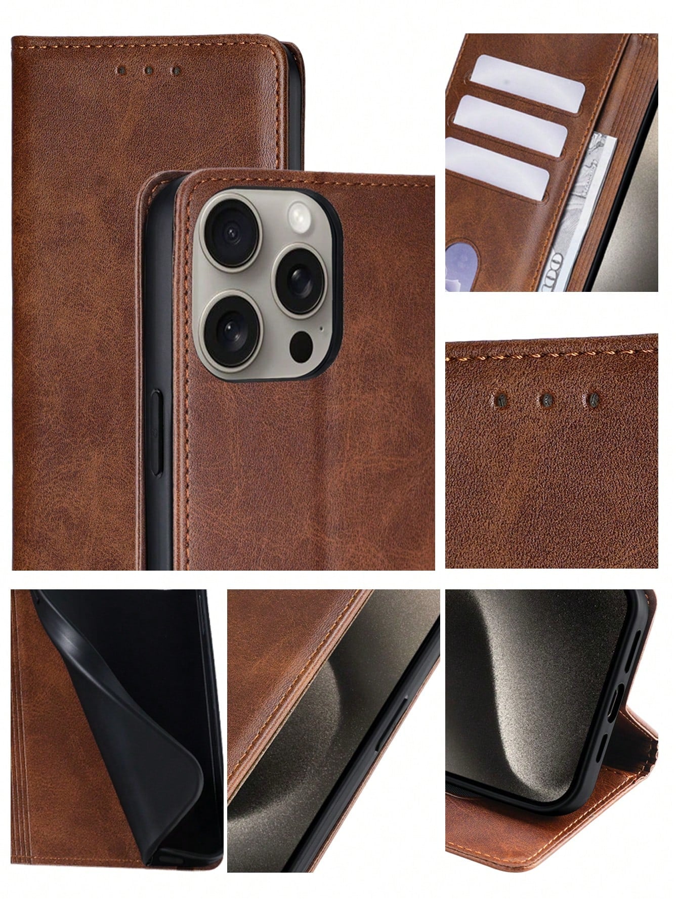 keyunfei Calf Skin Pattern Card Holder Wallet PU Leather Flip Cover Phone Case Compatible With Apple 14 Pro Max/Galaxy A34 5G/Galaxy Note20/Galaxy S20 FE/ POCO X4PRO 5G/ Note 12 4G/Honor X7A 4G/ P30 L