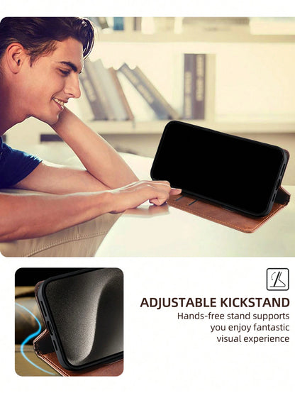 keyunfei Calf Skin Pattern Card Holder Wallet PU Leather Flip Cover Phone Case Compatible With Apple 14 Pro Max/Galaxy A34 5G/Galaxy Note20/Galaxy S20 FE/ POCO X4PRO 5G/ Note 12 4G/Honor X7A 4G/ P30 L