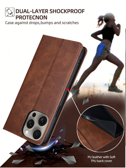 keyunfei Calf Skin Pattern Card Holder Wallet PU Leather Flip Cover Phone Case Compatible With Apple 14 Pro Max/Galaxy A34 5G/Galaxy Note20/Galaxy S20 FE/ POCO X4PRO 5G/ Note 12 4G/Honor X7A 4G/ P30 L