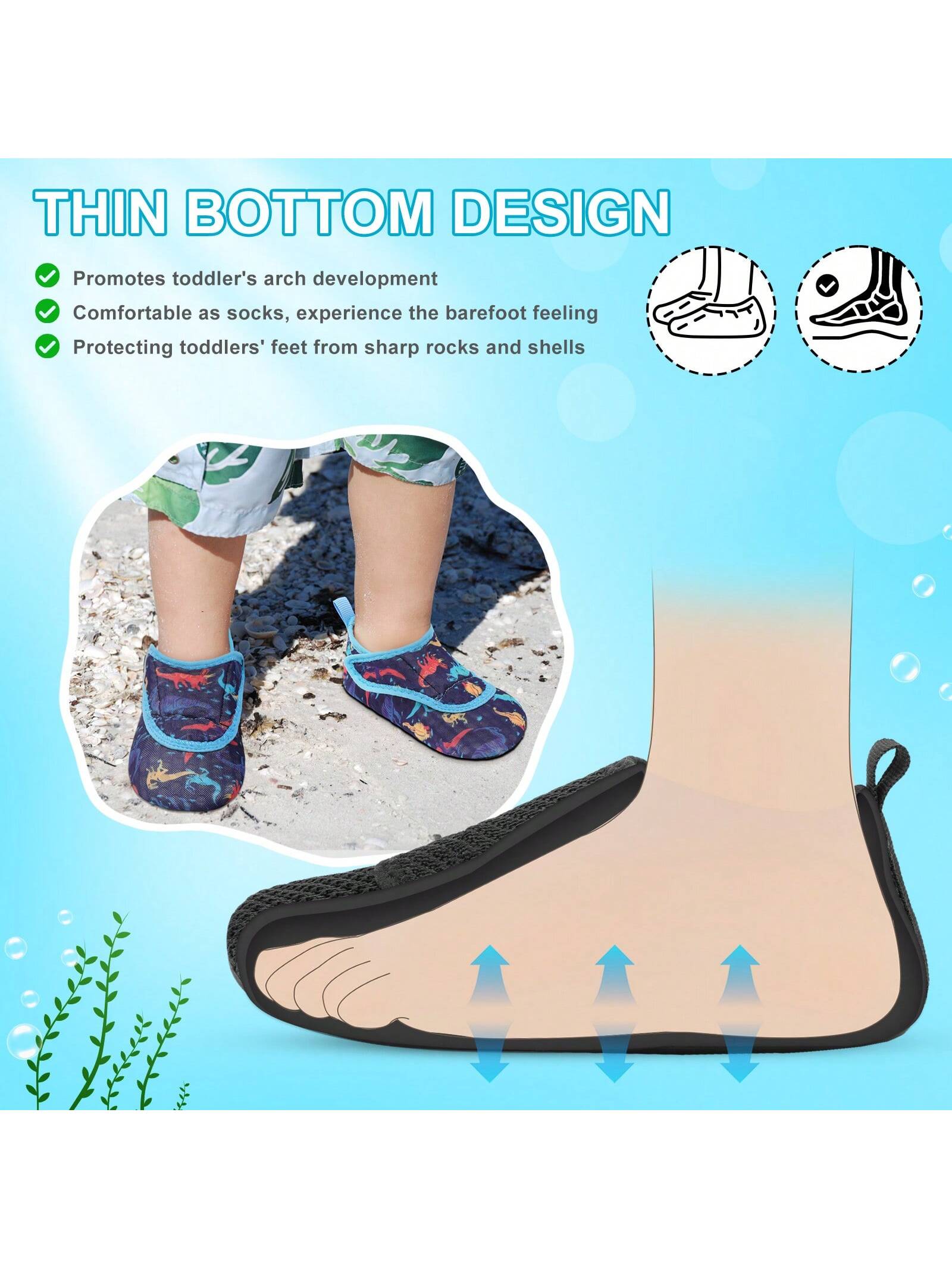 Kids Adjustable Strap Aquatic Shoes- Lightweight, Comfortable And Breathable, Perfect For Spring And Summer, Suitable For Casual, Beach, Swimming