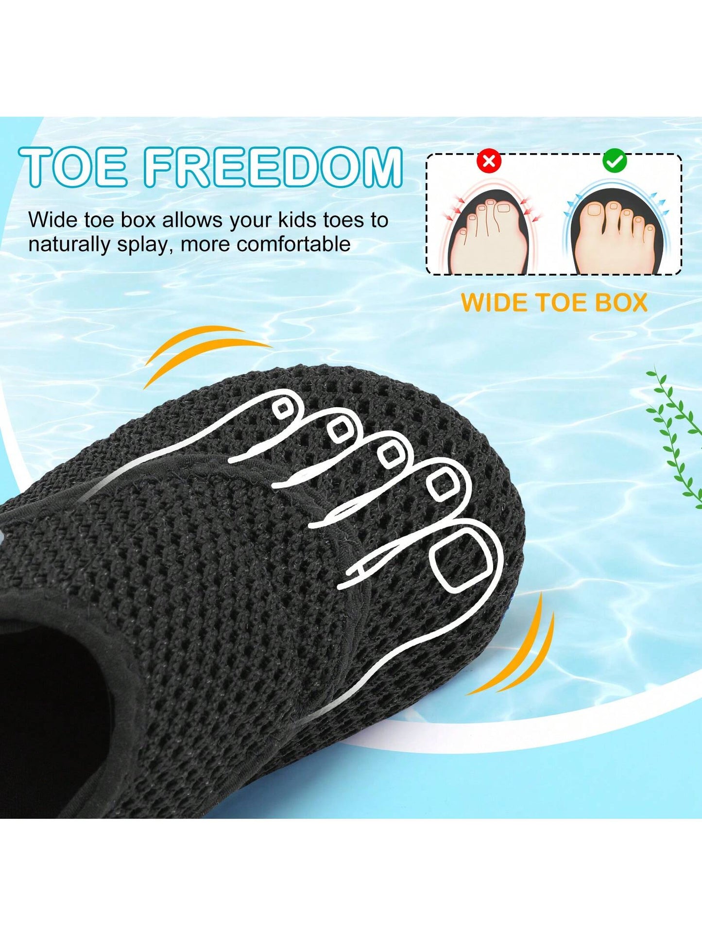 Kids Adjustable Strap Aquatic Shoes- Lightweight, Comfortable And Breathable, Perfect For Spring And Summer, Suitable For Casual, Beach, Swimming
