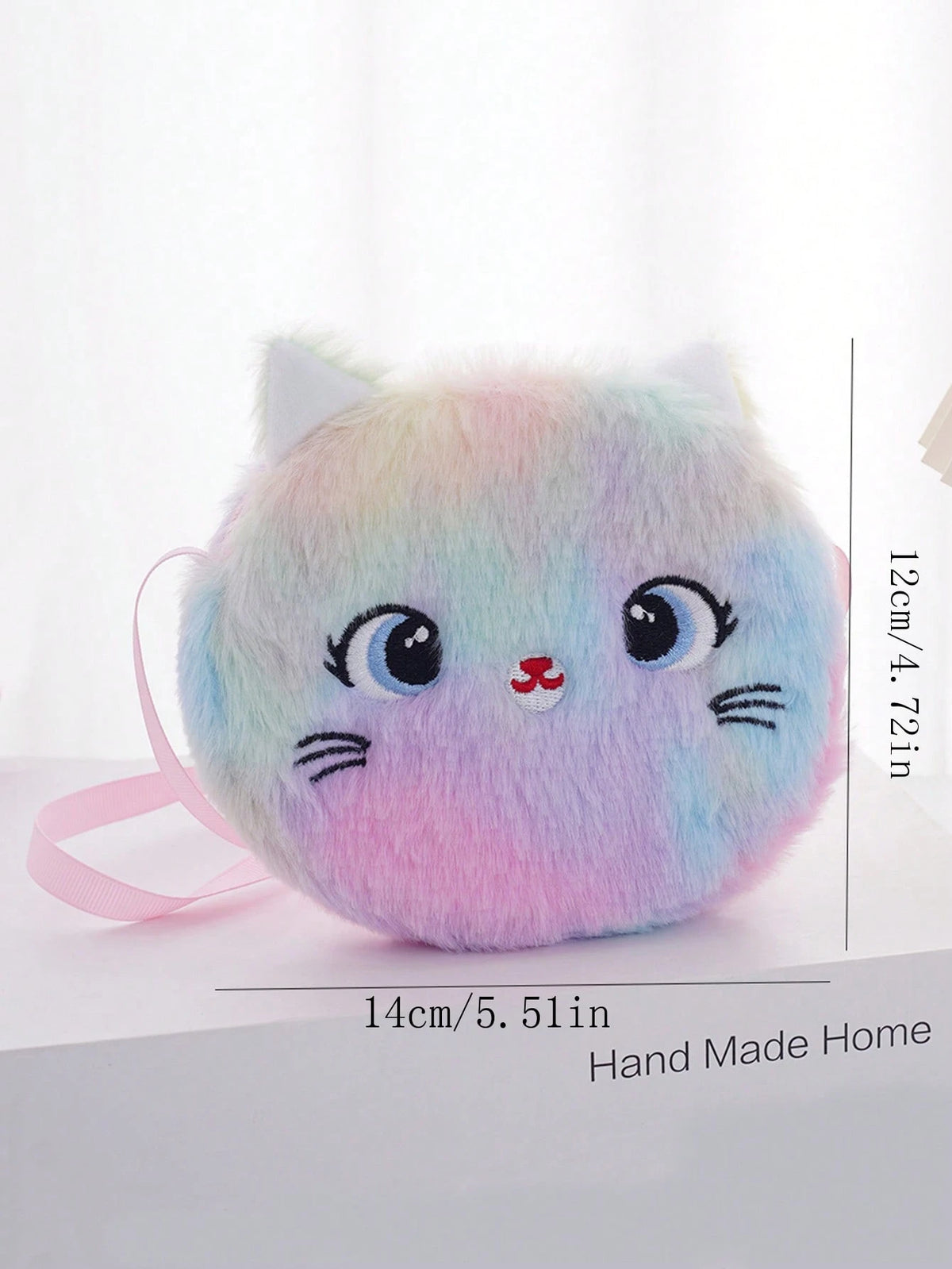 Kids Plush Cat Messenger Bag Coin Purse, Primary School Student Festival Gift Cartoon Bag