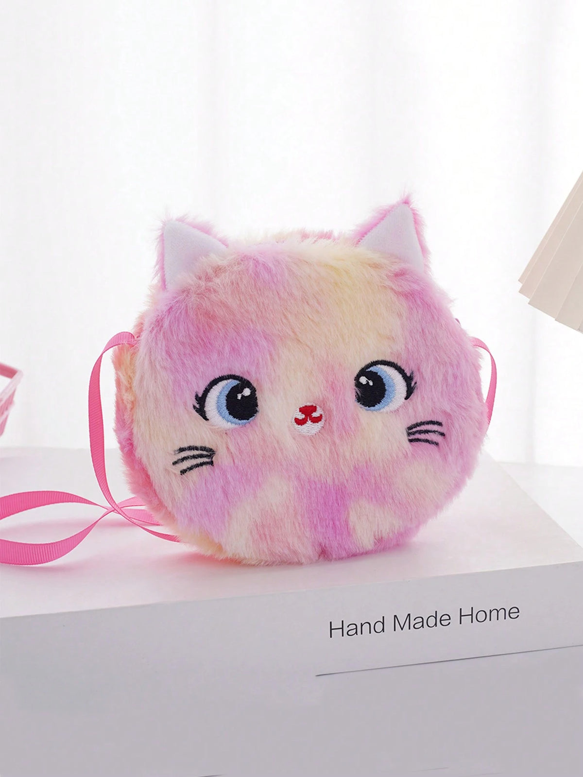 Kids Plush Cat Messenger Bag Coin Purse, Primary School Student Festival Gift Cartoon Bag