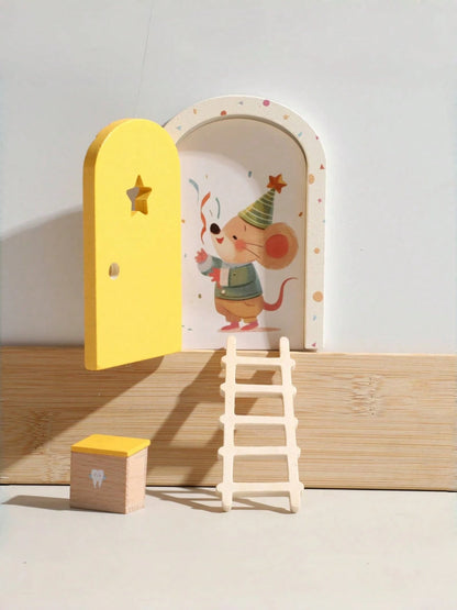 Kids Room Decor, Girls Bedroom Accessories, Nursery Decor, Wooden Cartoon Fairy Door, Mini Ladder Decor, Fairy Door Ornaments, Colorful Heart Fairy Door, Home Decor, Photo Prop, Christmas, Halloween