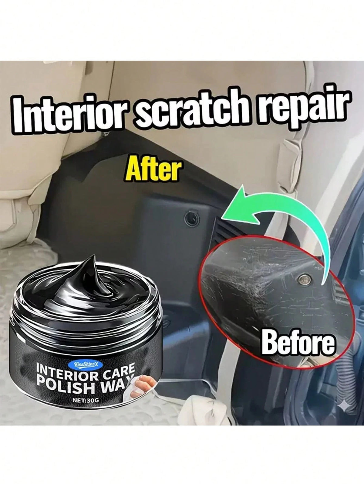 KineShineX Car Interior Polishing And Repair Paste, Car Scratch Repair Wax, Polishing And Repair Paste For Car Interior Leather Seats, Dashboard, Steering Wheel And Center Console, Car Tire Polish, Ca