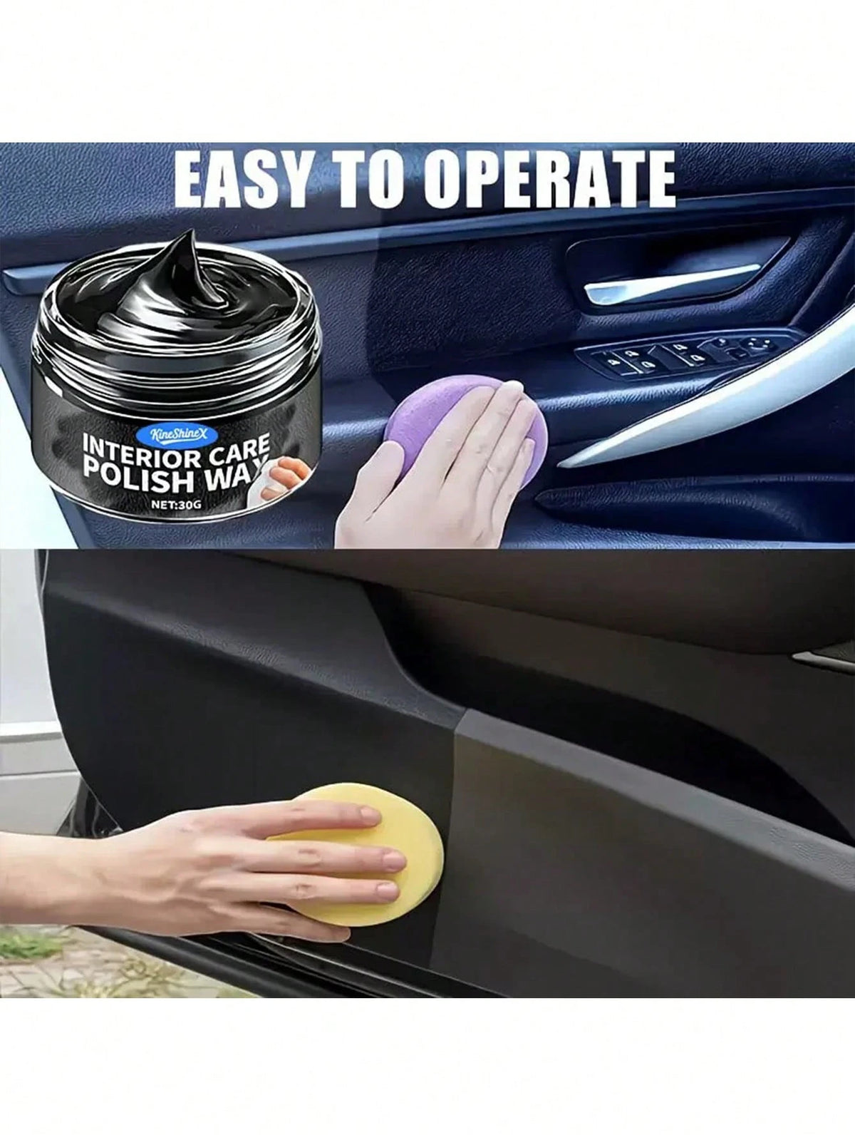 KineShineX Car Interior Polishing And Repair Paste, Car Scratch Repair Wax, Polishing And Repair Paste For Car Interior Leather Seats, Dashboard, Steering Wheel And Center Console, Car Tire Polish, Ca