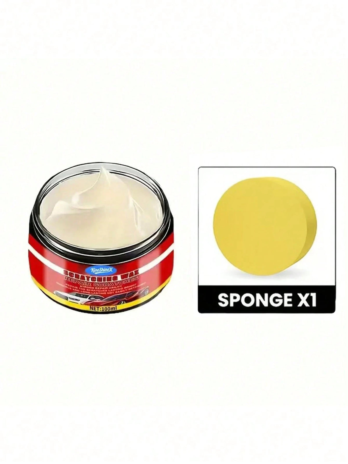 KineShineX Car Scratch Repair Paste, Car Wheel Rim Refurbishment Paste, Wear Mark Repair Paste, Plastic Trim Scratch Repair Polishing Paste, Car Accessories; Includes Car Cleaning Sponge