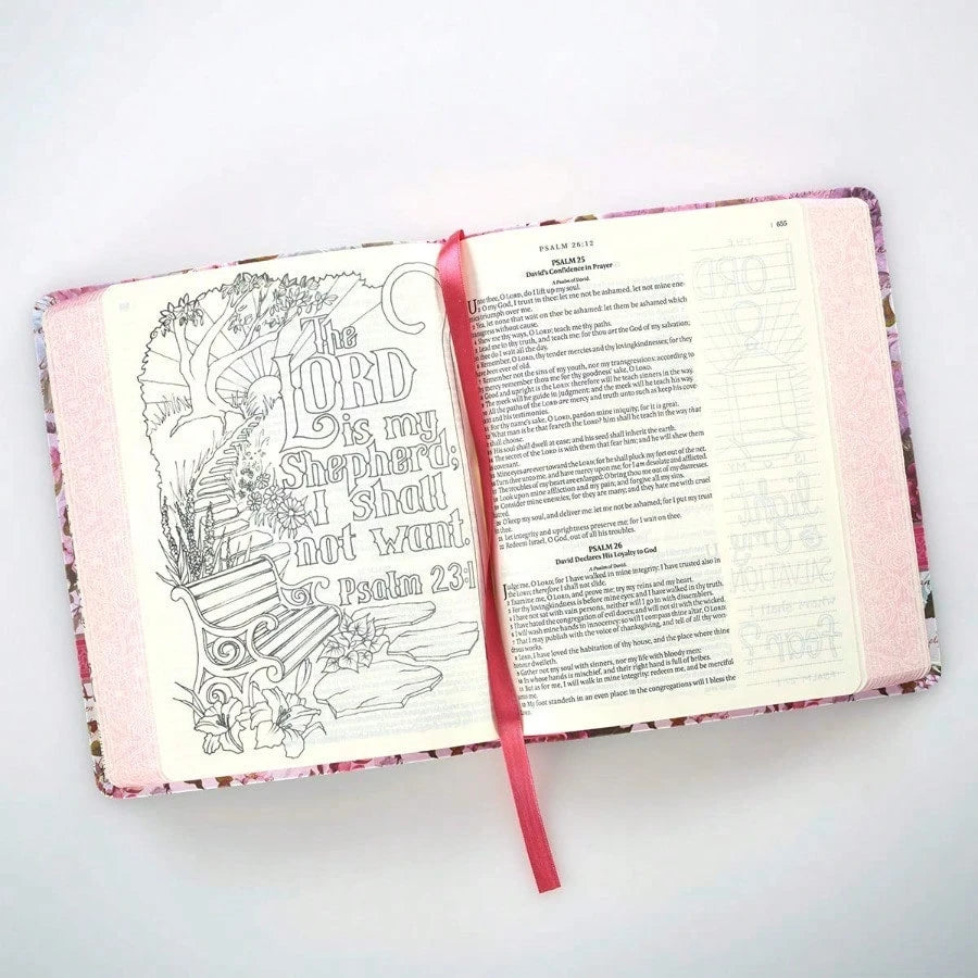 KJV Holy Bible, My Creative Bible, Faux Leather Flexcover- Ribbon Marker, King James Version, Pink Floral (KJV Creative Editions)