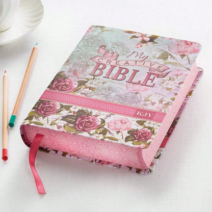 KJV Holy Bible, My Creative Bible, Faux Leather Flexcover- Ribbon Marker, King James Version, Pink Floral (KJV Creative Editions)