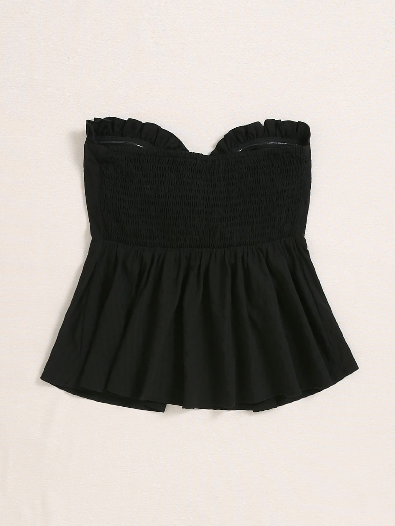 Knot Bust Frill Trim Shirred Back Tube Top