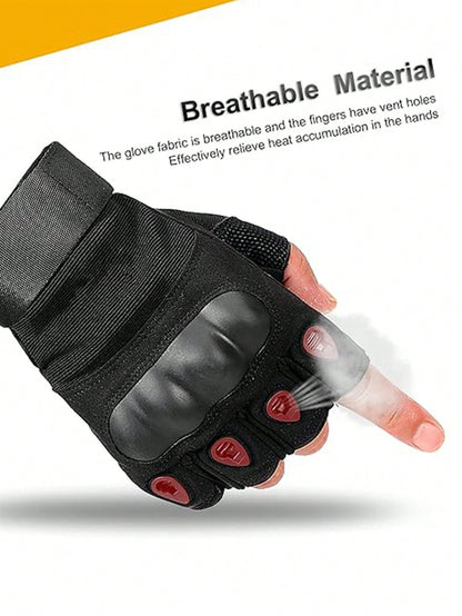 Knuckle Protection Fingerless Gloves Lightweight Fingerless Tactical Gloves Breathable Motorcycle Gloves For Men Women Military Gloves For Outdoor Hunting Motorcycling Climbing Cycling Hiking Bicycle