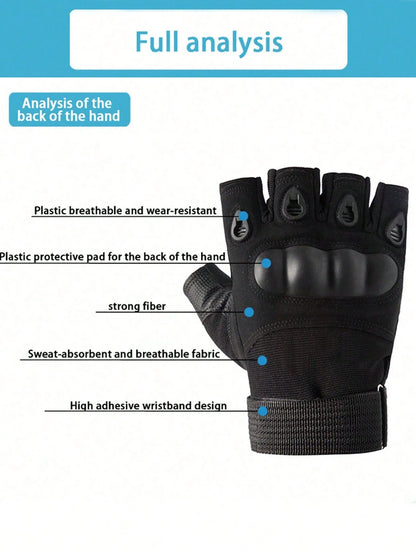 Knuckle Protection Fingerless Gloves Lightweight Fingerless Tactical Gloves Breathable Motorcycle Gloves For Men Women Military Gloves For Outdoor Hunting Motorcycling Climbing Cycling Hiking Bicycle