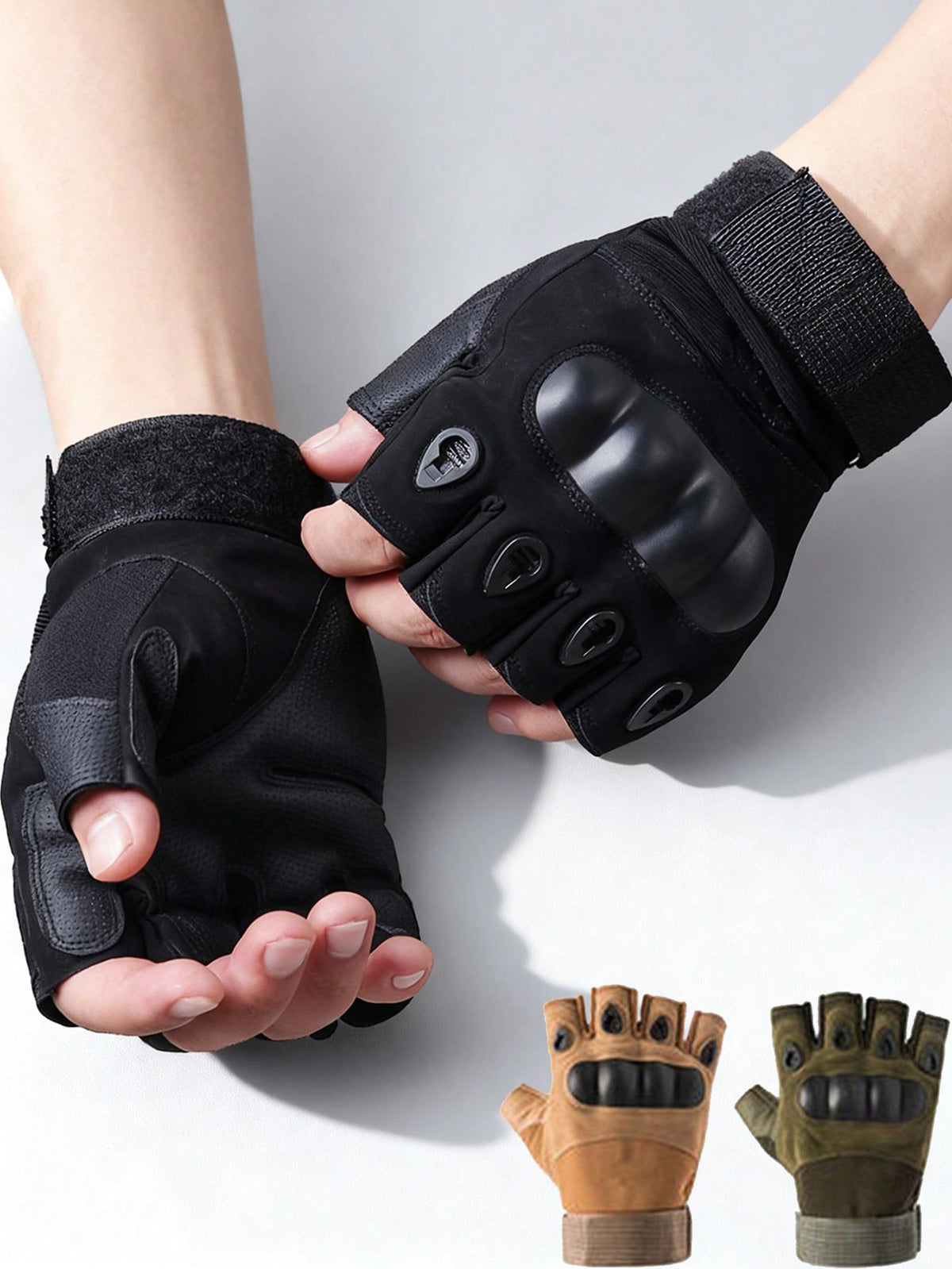 Knuckle Protection Fingerless Gloves Lightweight Fingerless Tactical Gloves Breathable Motorcycle Gloves For Men Women Military Gloves For Outdoor Hunting Motorcycling Climbing Cycling Hiking Bicycle