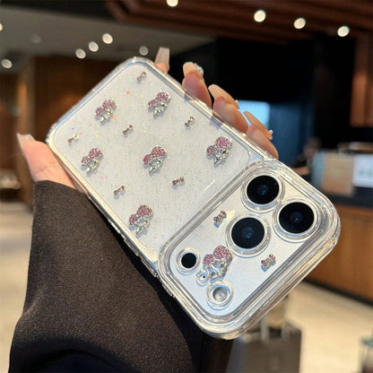 Korean Glitter Epoxy Resin 3D Cherry Blossom Phone Case Compatible With Iphone 17 Pro Max, 16 Pro Max, 15 Pro, 14 Pro, 13, Transparent Protective Cover, Super Beautiful Niche Girly Style