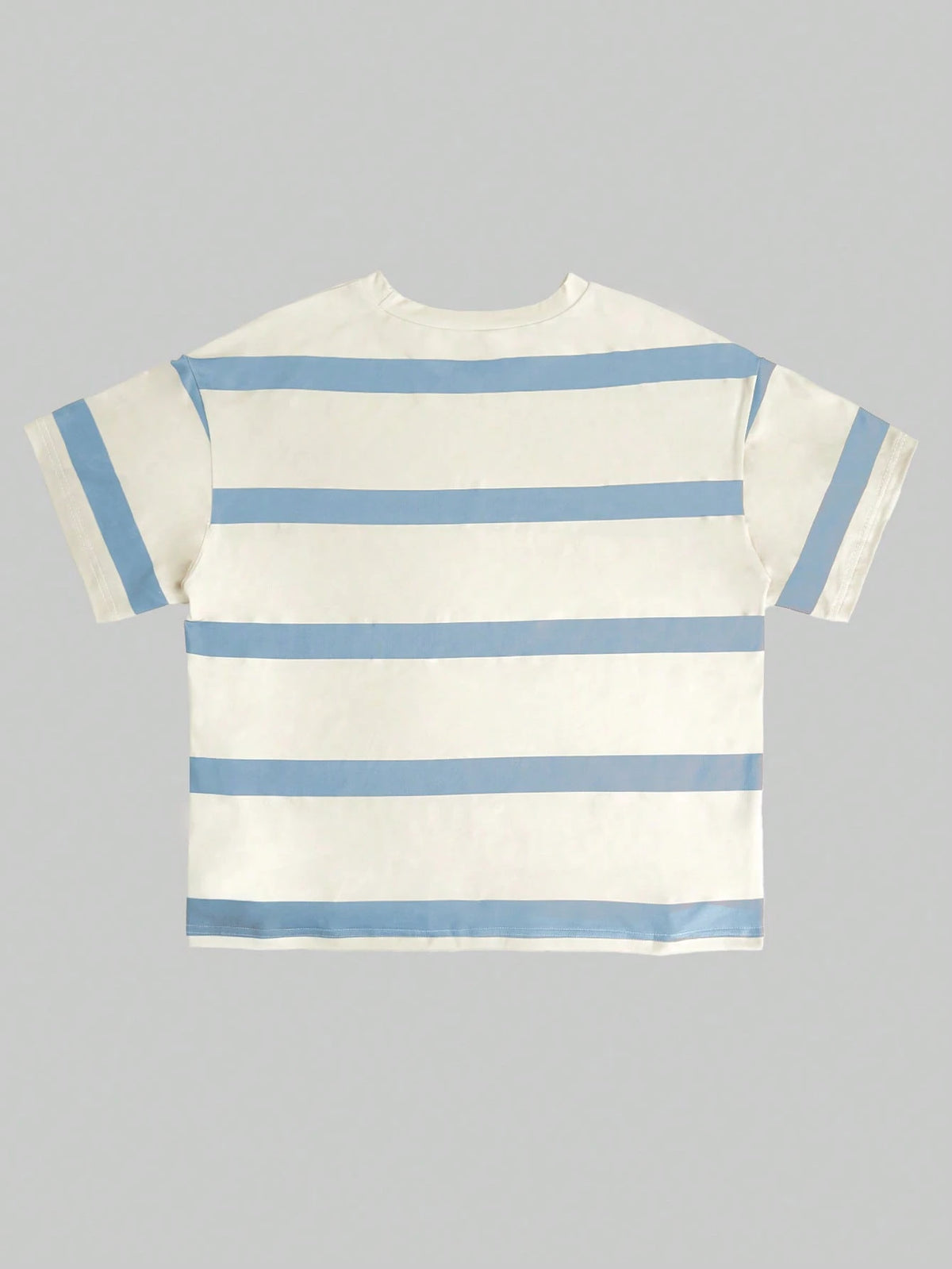 Korean Young Casual Loose Striped Short Sleeve Top, Spring Summer