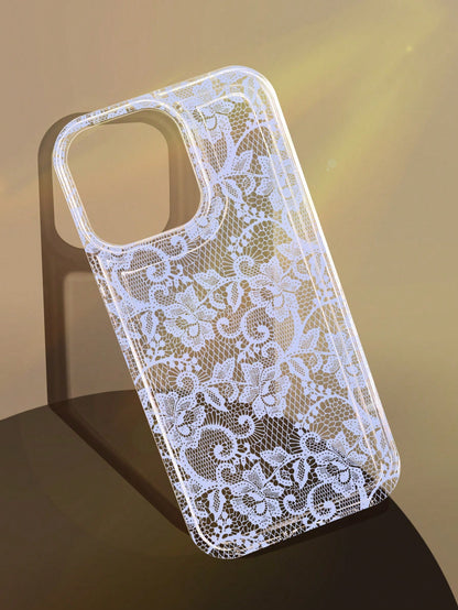 Lace Element White Fashion Soft Shockproof 1pc Anti-Slip Airbag Phone Case Compatible With IPhone 11/12/13/14/15/16 Pro Max Wedding Gift Party Birthday Anniversary