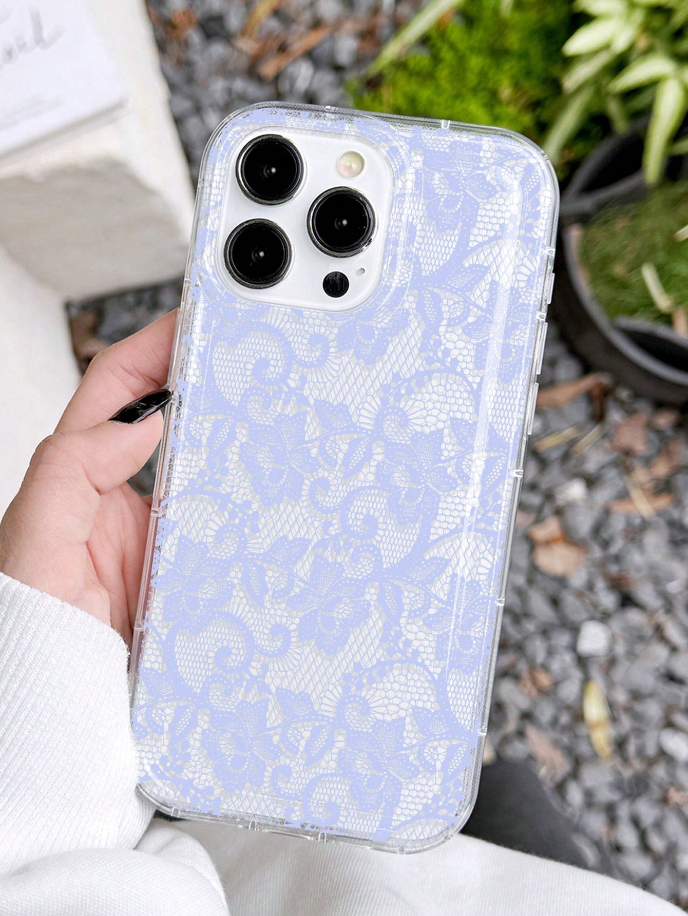 Lace Element White Fashion Soft Shockproof 1pc Anti-Slip Airbag Phone Case Compatible With IPhone 11/12/13/14/15/16 Pro Max Wedding Gift Party Birthday Anniversary