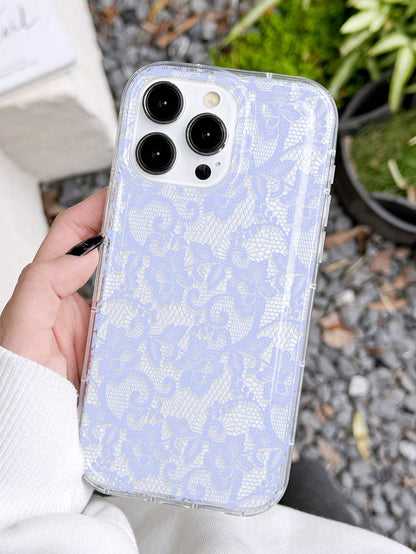 Lace Element White Fashion Soft Shockproof 1pc Anti-Slip Airbag Phone Case Compatible With IPhone 11/12/13/14/15/16 Pro Max Wedding Gift Party Birthday Anniversary