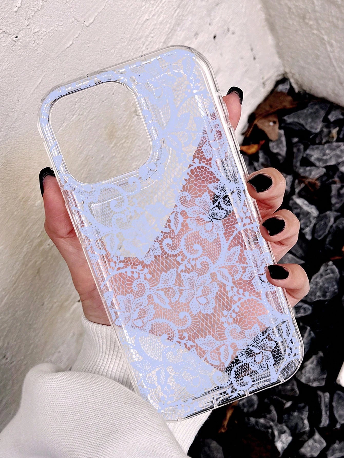 Lace Element White Fashion Soft Shockproof 1pc Anti-Slip Airbag Phone Case Compatible With IPhone 11/12/13/14/15/16 Pro Max Wedding Gift Party Birthday Anniversary