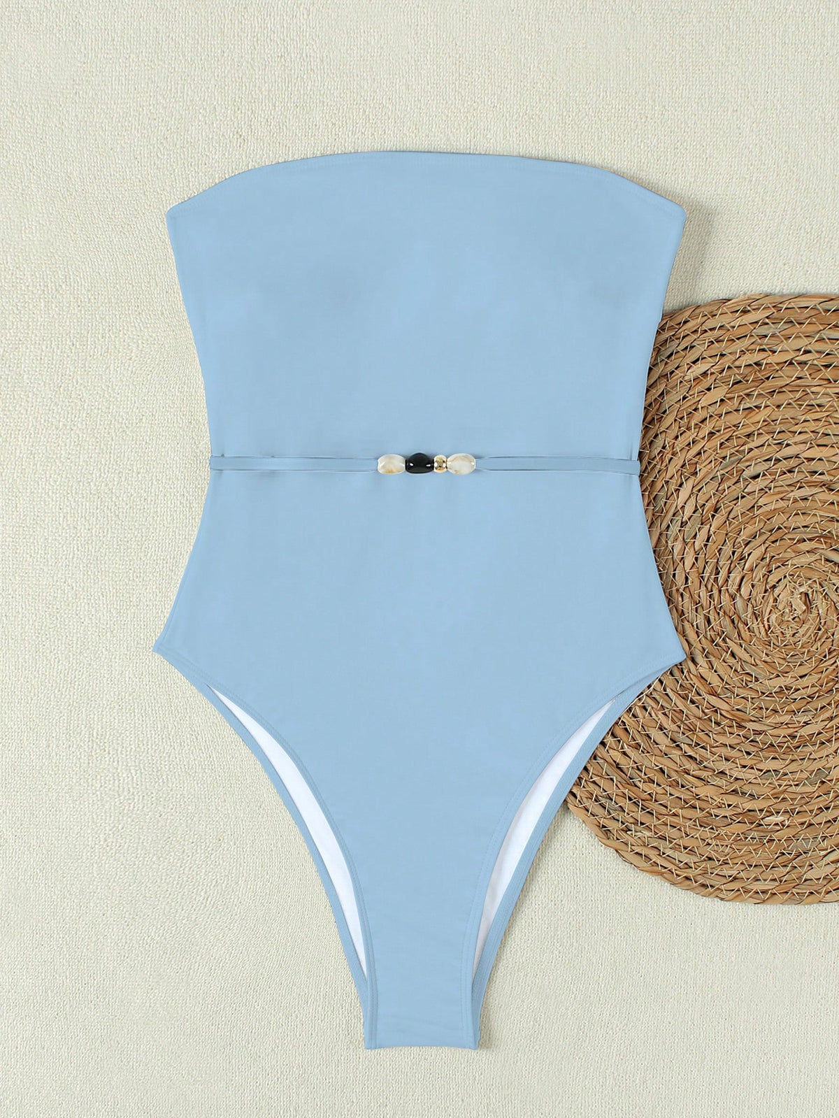 Ladies' French White Strapless Bikini, Waist Cinching And Slimming, Beach Vacation Swimsuit, Summer Spring 2026