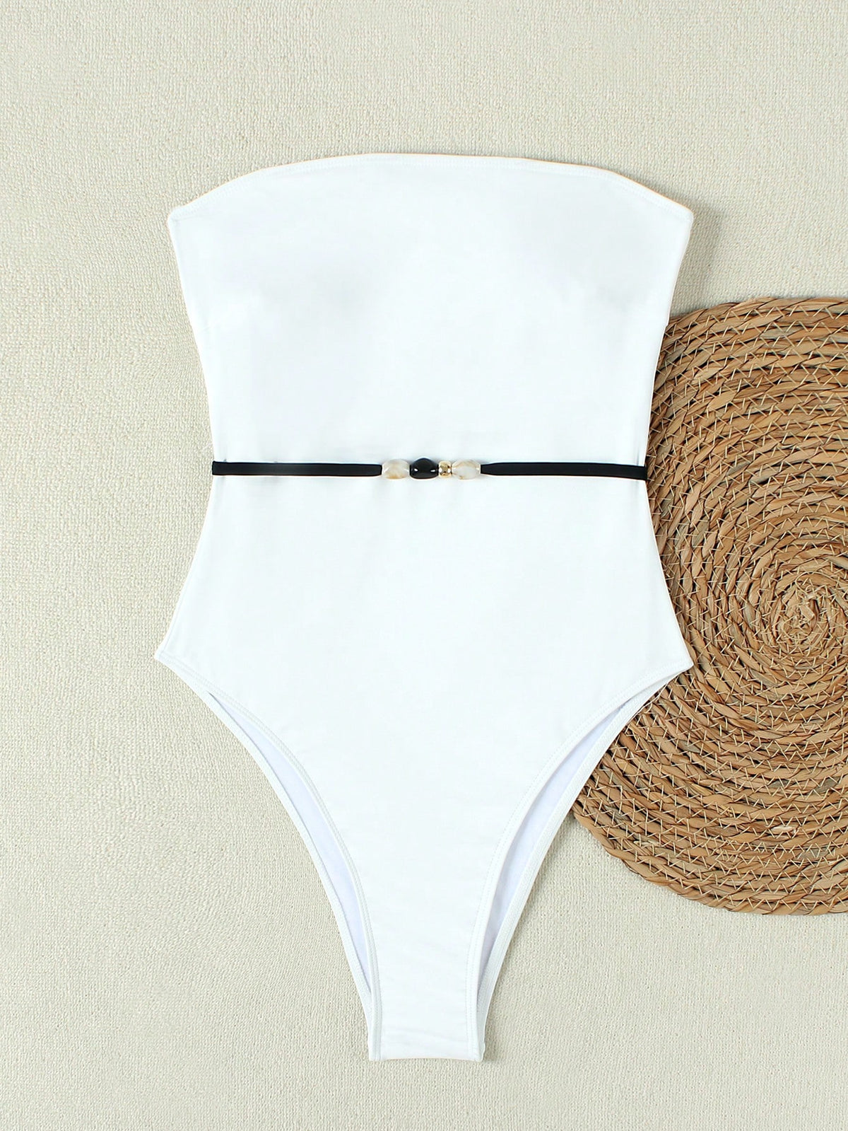 Ladies' French White Strapless Bikini, Waist Cinching And Slimming, Beach Vacation Swimsuit, Summer Spring 2026