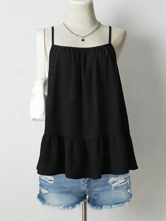 Lalippa Summer Pleated Camisole, Sweet Casual Vacation Top