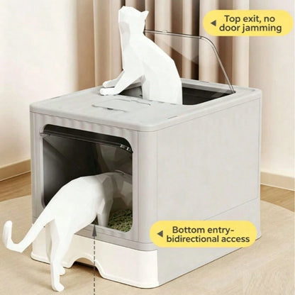 Large Capacity Hidden Drawer Kitty Litter Pan Easy Clean For Indoor Cats