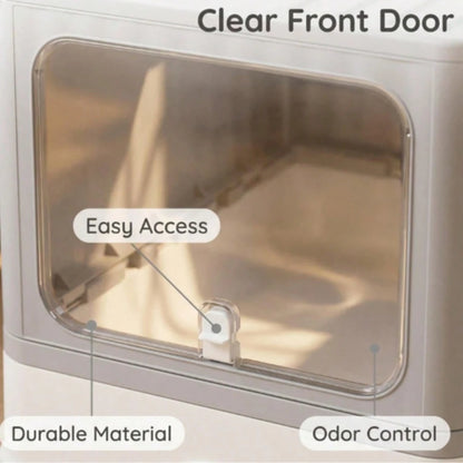 Large Capacity Hidden Drawer Kitty Litter Pan Easy Clean For Indoor Cats