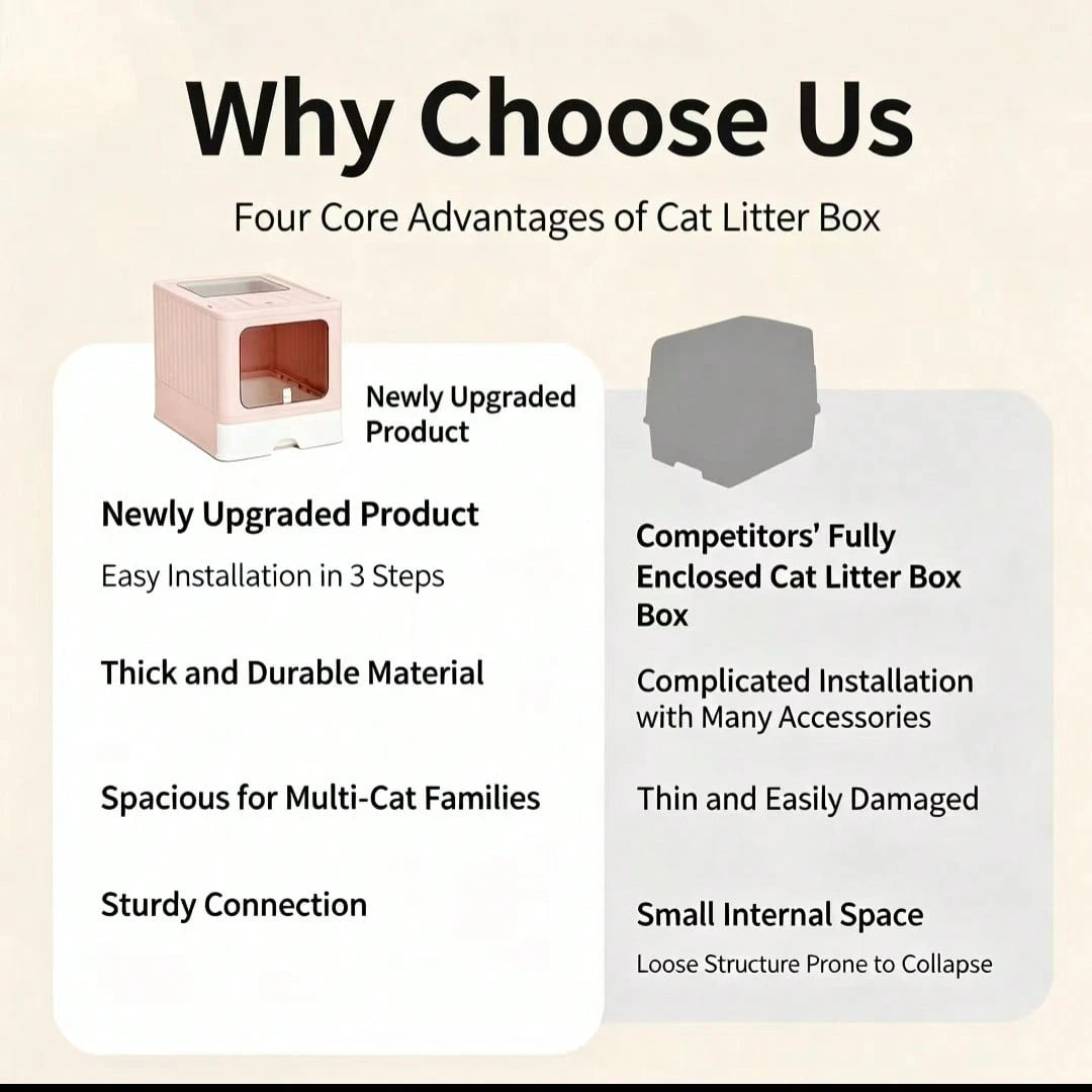 Large Capacity Hidden Drawer Kitty Litter Pan Easy Clean For Indoor Cats