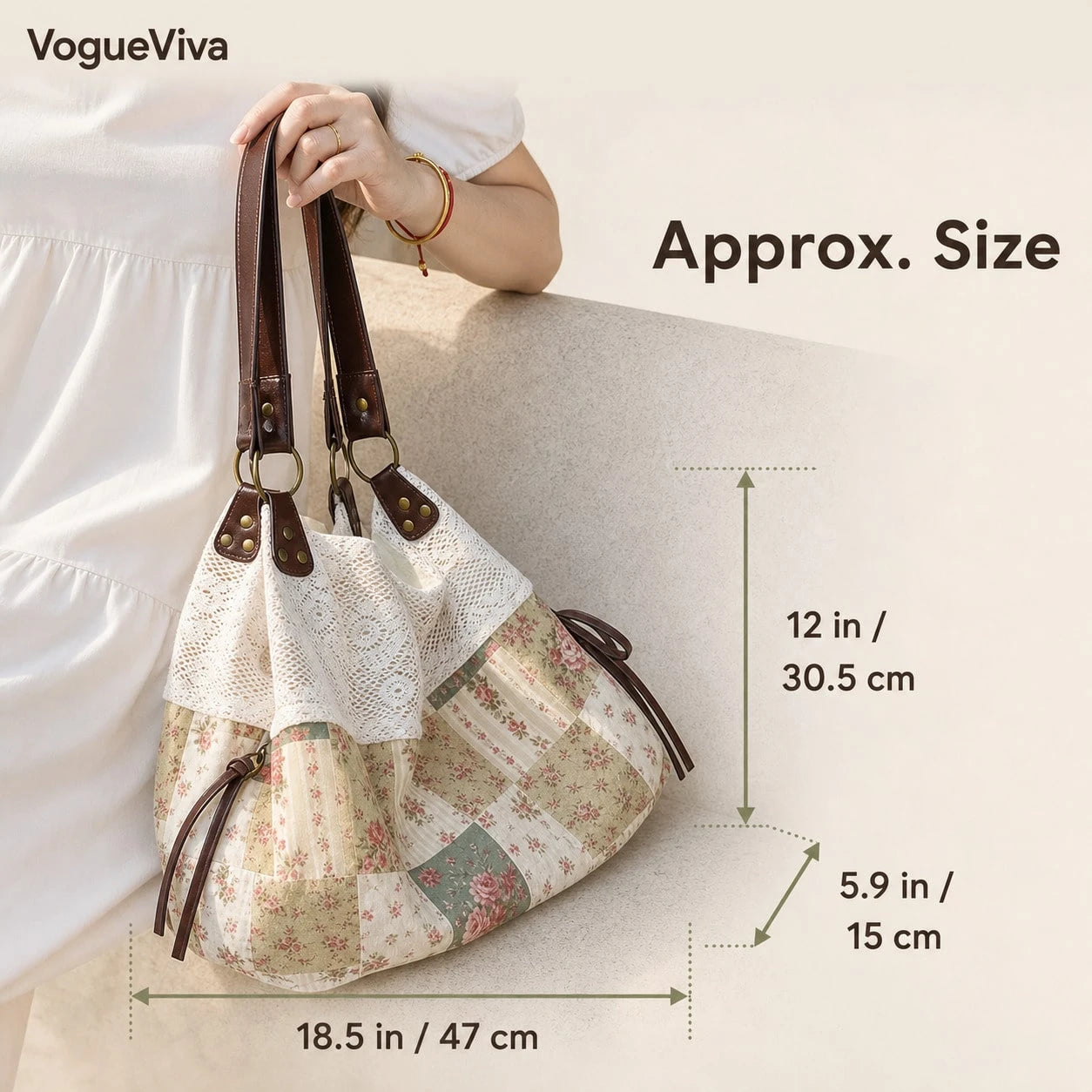 Large Capacity Tote Bag, Foldable Lace Boho Shoulder Purse For Women, Back To School Work Travel, Lightweight Campus Office Bag