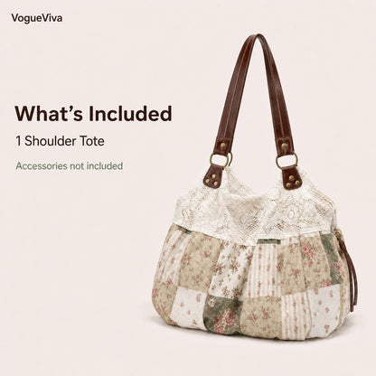 Large Capacity Tote Bag, Foldable Lace Boho Shoulder Purse For Women, Back To School Work Travel, Lightweight Campus Office Bag