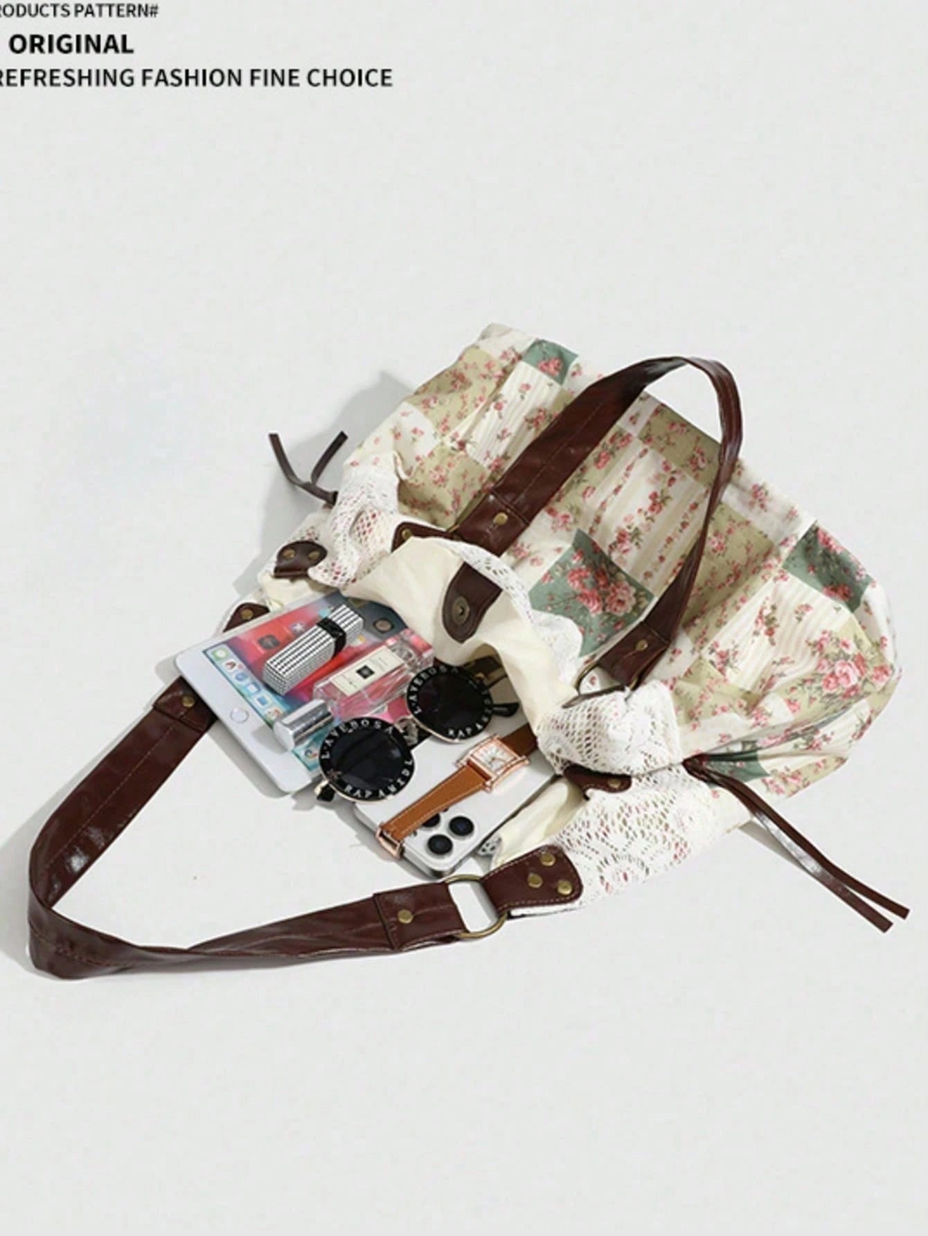 Large Capacity Tote Bag, Foldable Lace Boho Shoulder Purse For Women, Back To School Work Travel, Lightweight Campus Office Bag