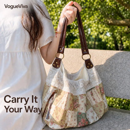 Large Capacity Tote Bag, Foldable Lace Boho Shoulder Purse For Women, Back To School Work Travel, Lightweight Campus Office Bag
