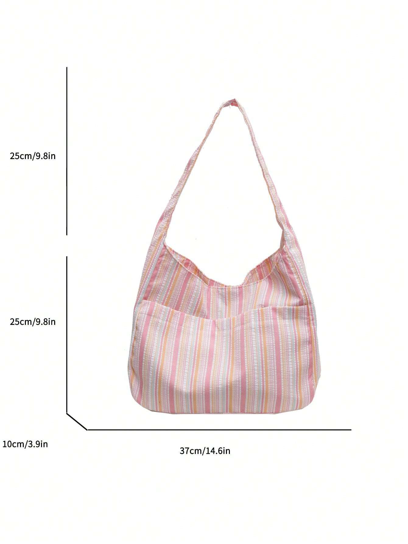 Large Capacity Women Cloth Tote Bag, Shoulder Bag, Casual Stripe Fabric Handbag, Pink, Beach,Beach Bag