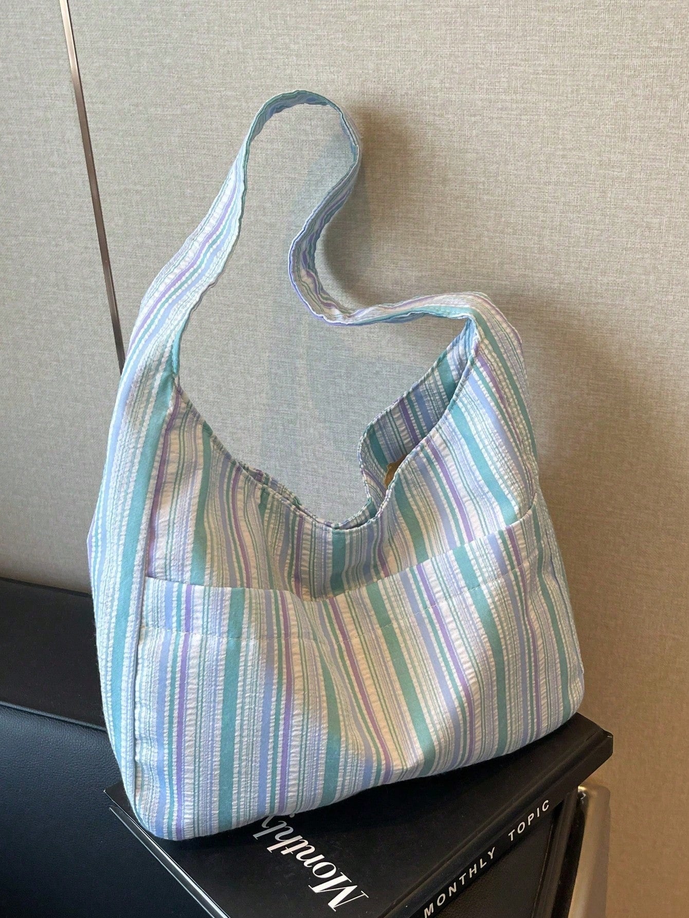 Large Capacity Women's Cloth Bag, Shoulder Bag, Casual Versatile Striped Tote Bag