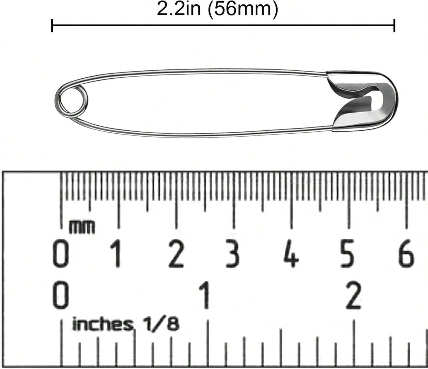 Large Safety Pins 22 Inches (56mm), Size 4, 200 Pcs, Nickel- Plated Steel (200)