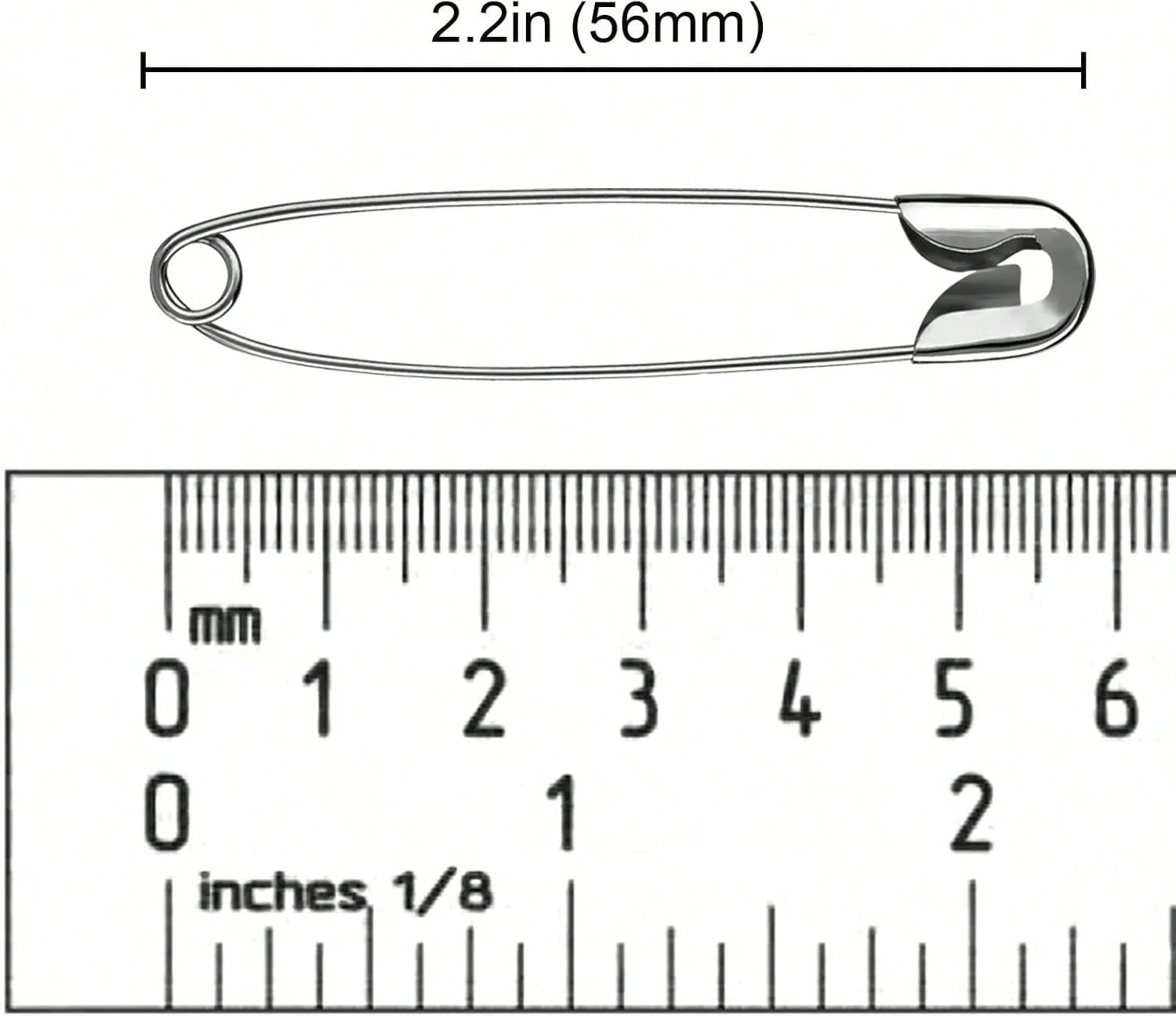 Large Safety Pins 22 Inches (56mm), Size 4, 200 Pcs, Nickel- Plated Steel (200)