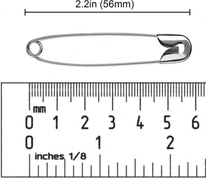 Large Safety Pins 22 Inches (56mm), Size 4, 200 Pcs, Nickel- Plated Steel (200)
