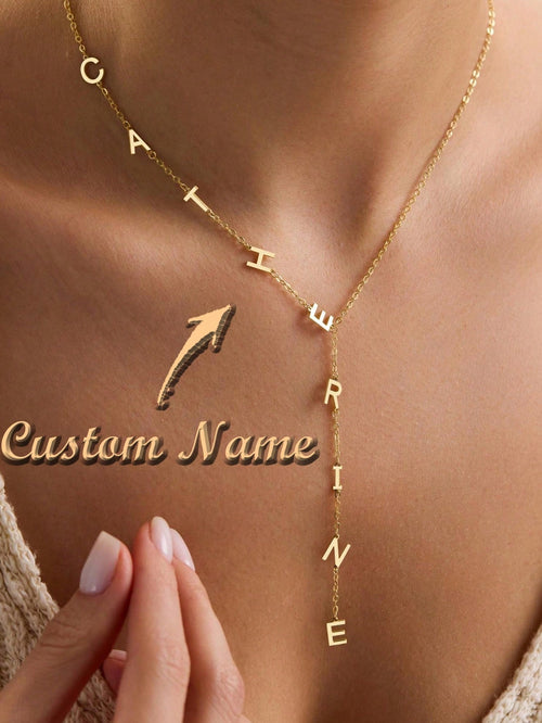 Lariat Letter Necklace, Customized Y-Shaped Pendant Name Necklace, Sterling Silver Or 14K Gold Plated 2.5 Microns, Bridesmaid Gift, Mother's Day Gift, Anniversary Gift