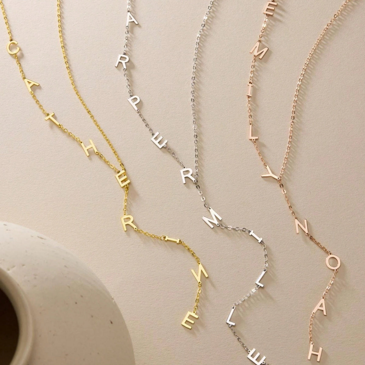 Lariat Letter Necklace, Customized Y-Shaped Pendant Name Necklace, Sterling Silver Or 14K Gold Plated 2.5 Microns, Bridesmaid Gift, Mother's Day Gift, Anniversary Gift