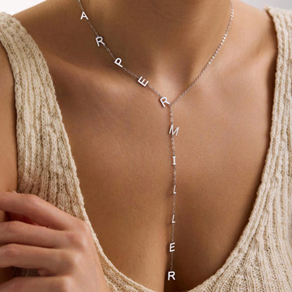 Lariat Letter Necklace, Customized Y-Shaped Pendant Name Necklace, Sterling Silver Or 14K Gold Plated 2.5 Microns, Bridesmaid Gift, Mother's Day Gift, Anniversary Gift