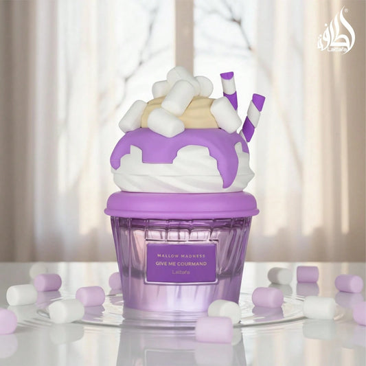 Lattafa Mallow Madness Eau De Parfum Give Me Gourmand Collection, Sweet Gourmand Fragrance, Marshmallow & Vanilla, Spray Form, 75ml, Long-Lasting Suitable For Dating, Parties And Business The Perfect