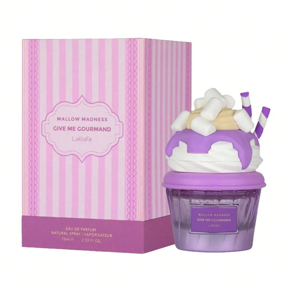 Lattafa Mallow Madness Eau De Parfum Give Me Gourmand Collection, Sweet Gourmand Fragrance, Marshmallow & Vanilla, Spray Form, 75ml, Long-Lasting Suitable For Dating, Parties And Business The Perfect
