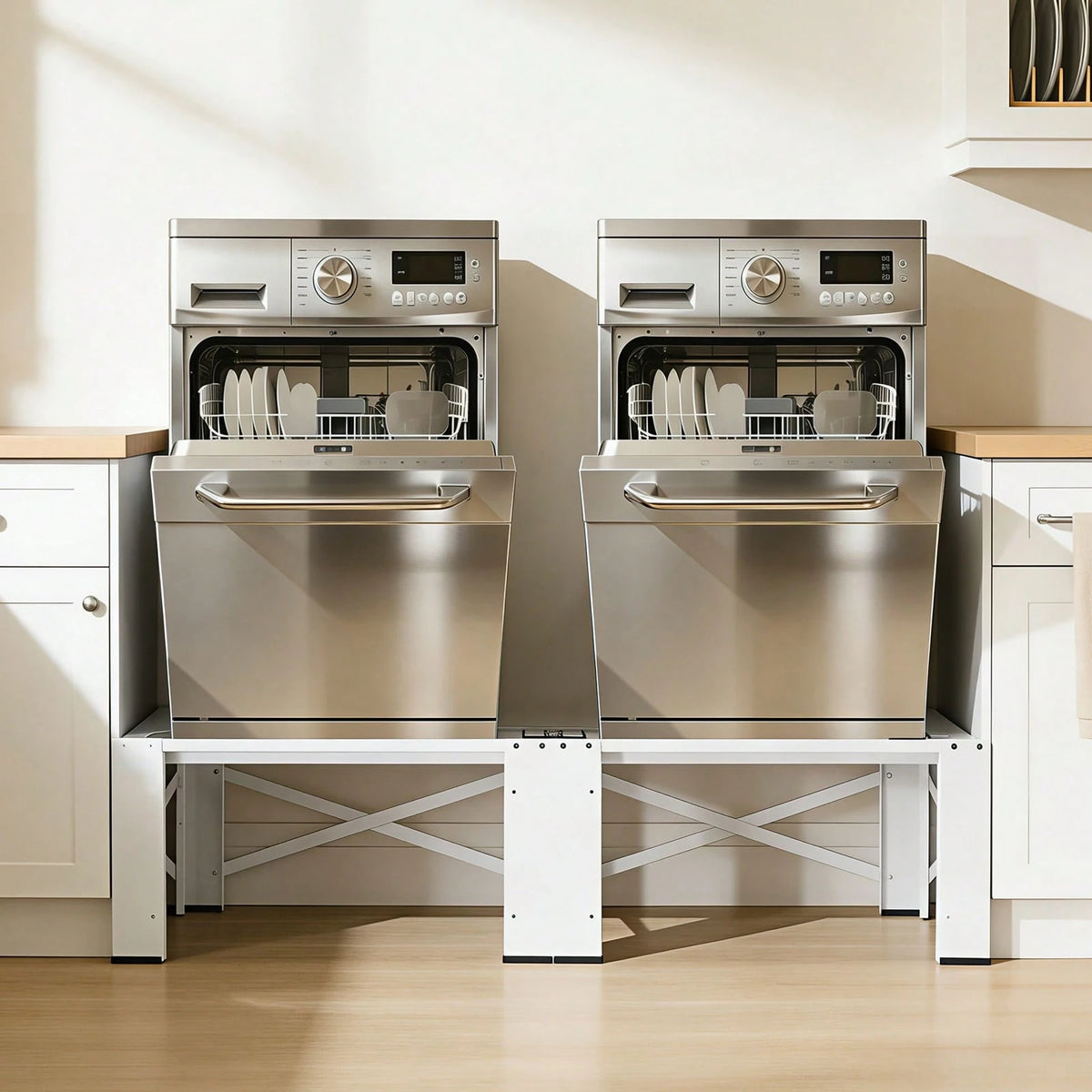 Laundry Pedestal, 12 In Height, Washer And Dryer Pedestals With 700 Lbs Weight Load Capacity, Non-Slip Feet, 28.3 X 28.3 In Washing Machine Stand Universal Fit, White, 2 Pack