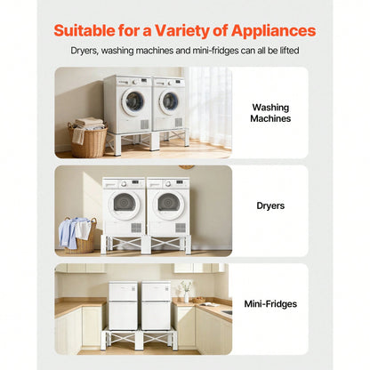 Laundry Pedestal, 12 In Height, Washer And Dryer Pedestals With 700 Lbs Weight Load Capacity, Non-Slip Feet, 28.3 X 28.3 In Washing Machine Stand Universal Fit, White, 2 Pack