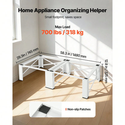 Laundry Pedestal, 12 In Height, Washer And Dryer Pedestals With 700 Lbs Weight Load Capacity, Non-Slip Feet, 28.3 X 28.3 In Washing Machine Stand Universal Fit, White, 2 Pack
