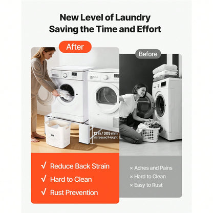 Laundry Pedestal, 12 In Height, Washer And Dryer Pedestals With 700 Lbs Weight Load Capacity, Non-Slip Feet, 28.3 X 28.3 In Washing Machine Stand Universal Fit, White, 2 Pack
